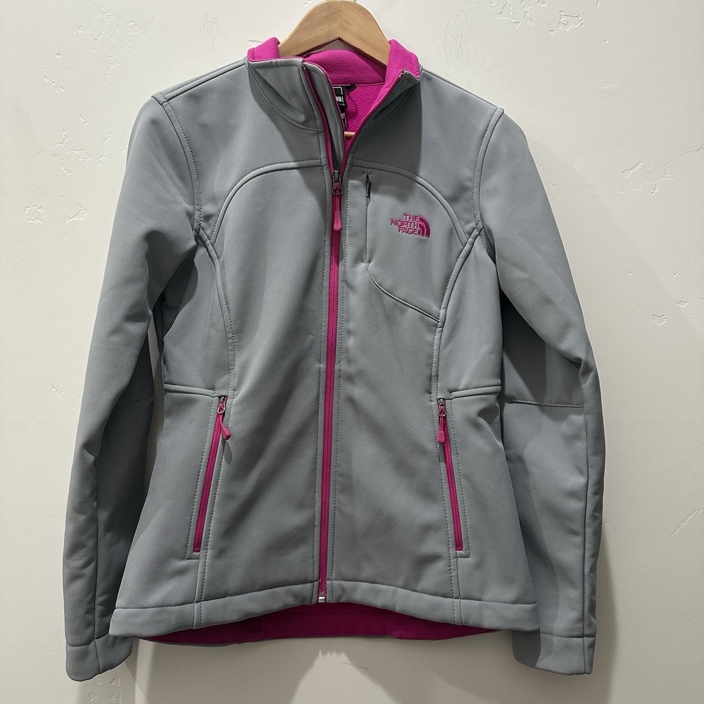 The North Face Apex Womens Bionic Jacket‎ Gray Size Small Windwall Pink Lining